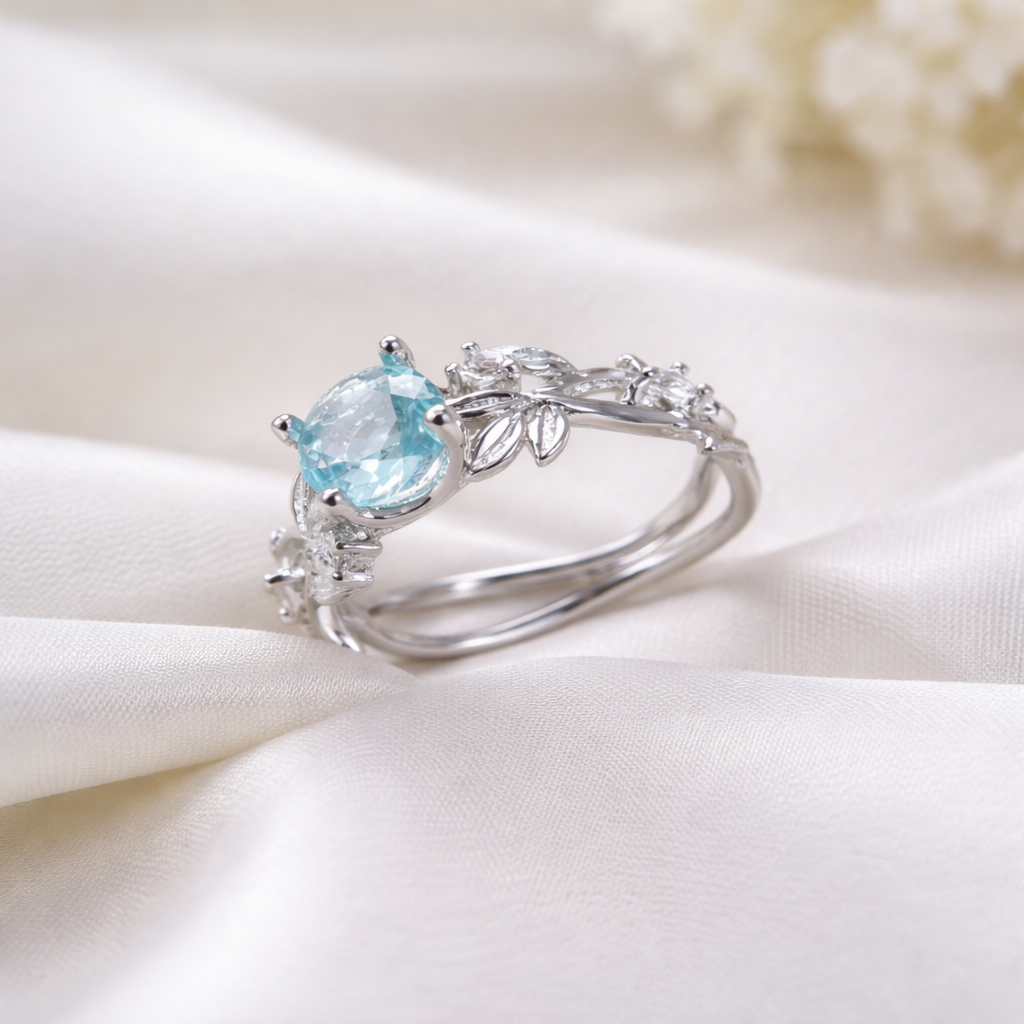 Bague pierre de lune en acier inoxydable argenté