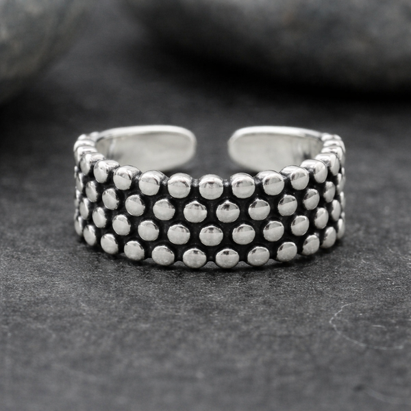 Bague Vintage à Pois en Argent Sterling