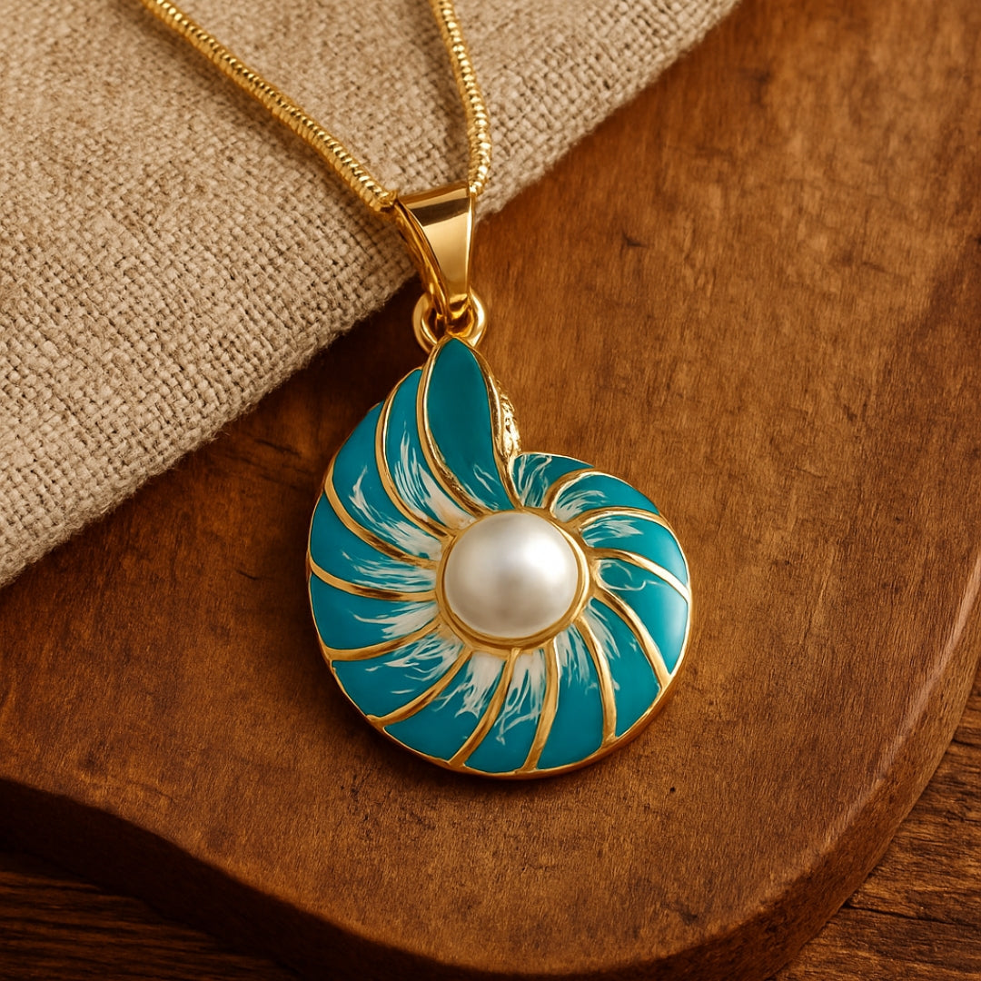 Collier en Coquillage Helmi Bleu