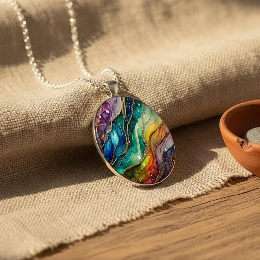 Collier en Pierre Ronde Coloré