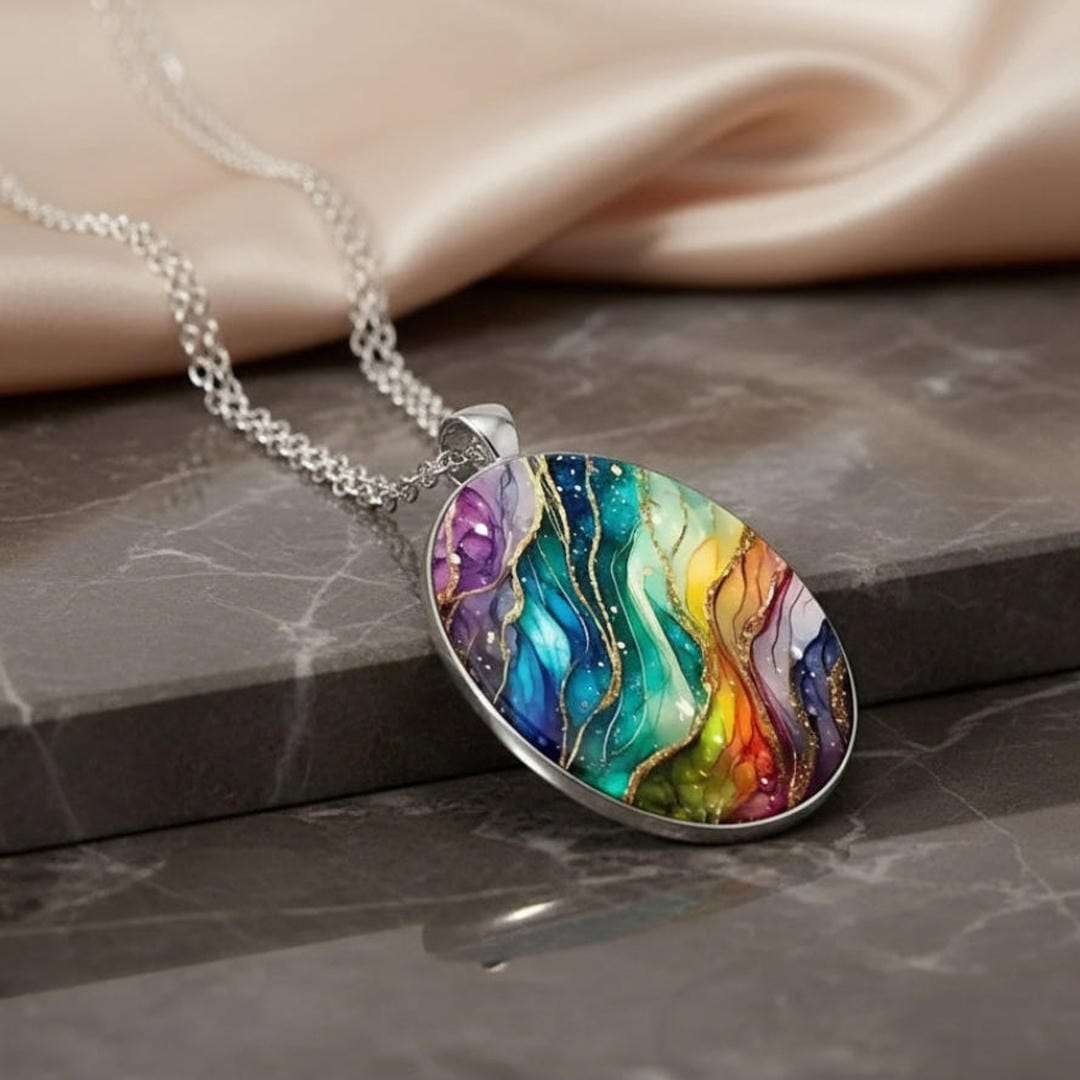 Collier en Pierre Ronde Coloré