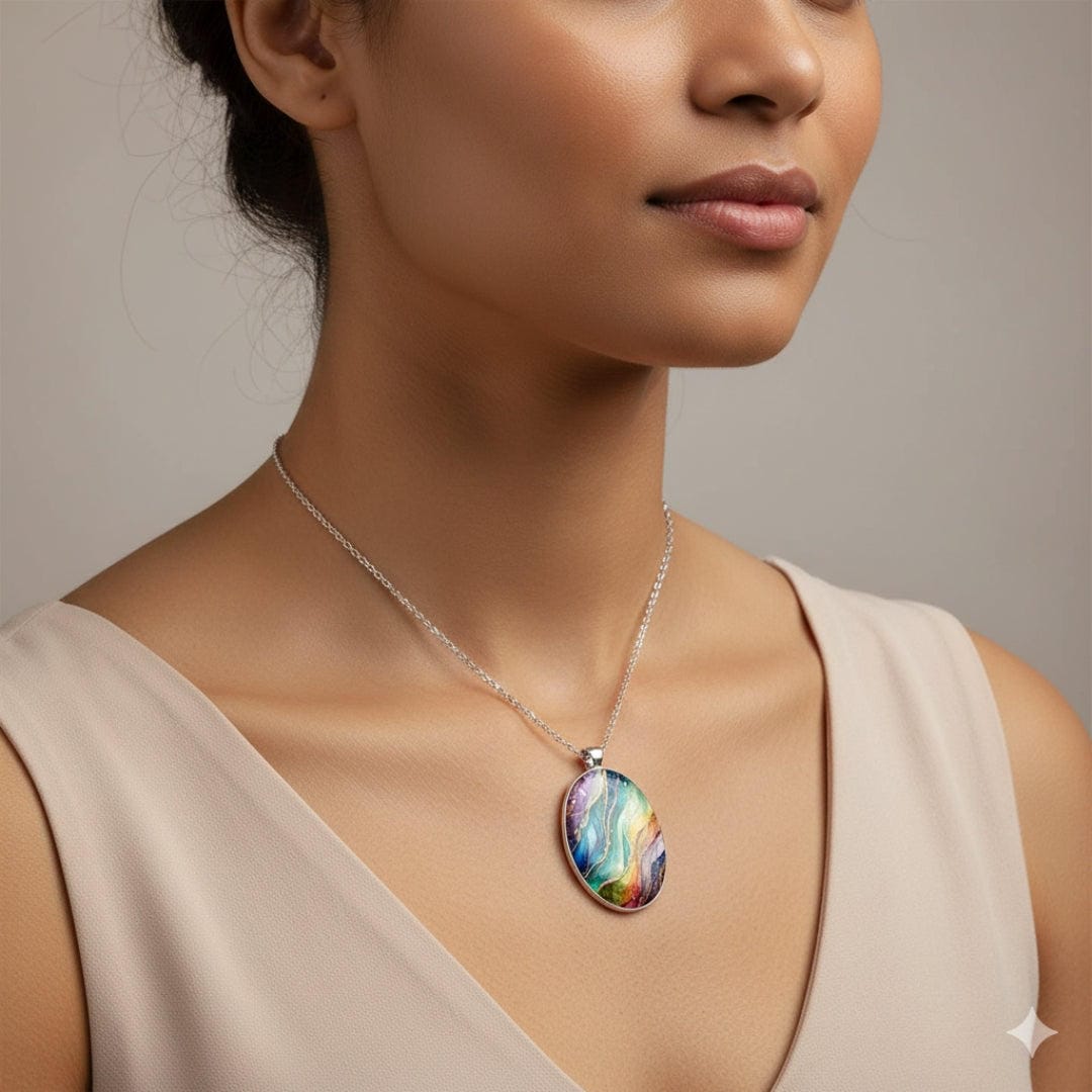 Collier en Pierre Ronde Coloré
