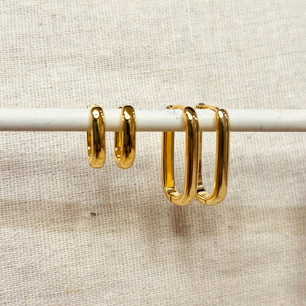 Ensemble de 2 paires de boucles d'oreilles ovales dorées et argentées