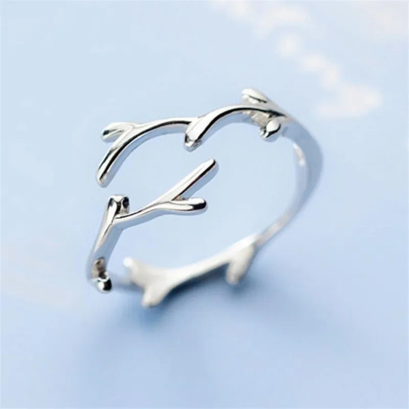 Bague en argent sterling avec branche