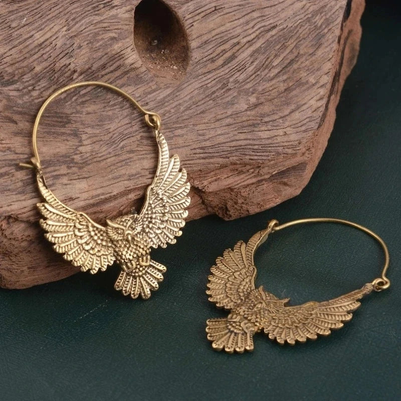 Boucles d'oreilles vintage boho en forme de hibou