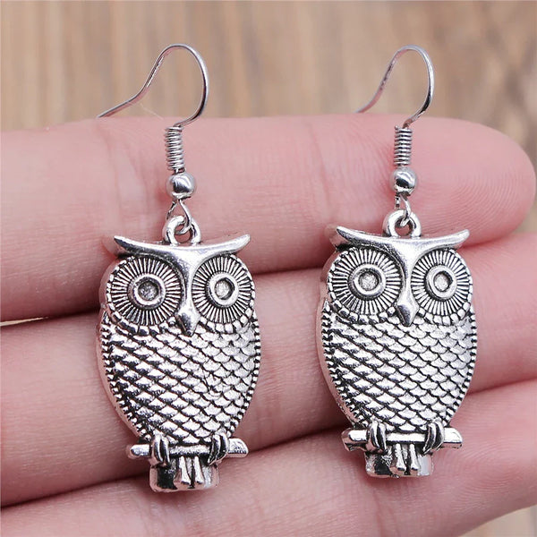Boucles d'oreilles pendantes bohèmes vintage en forme de hibou