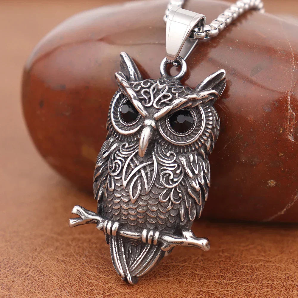Collier pendentif hibou vintage sagesse