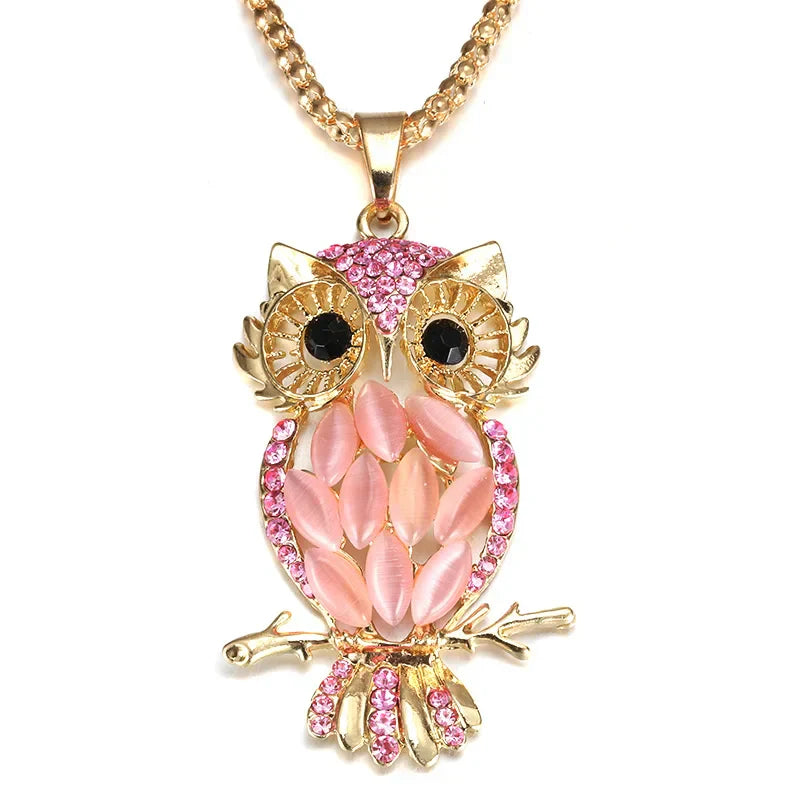 Collier hibou doré