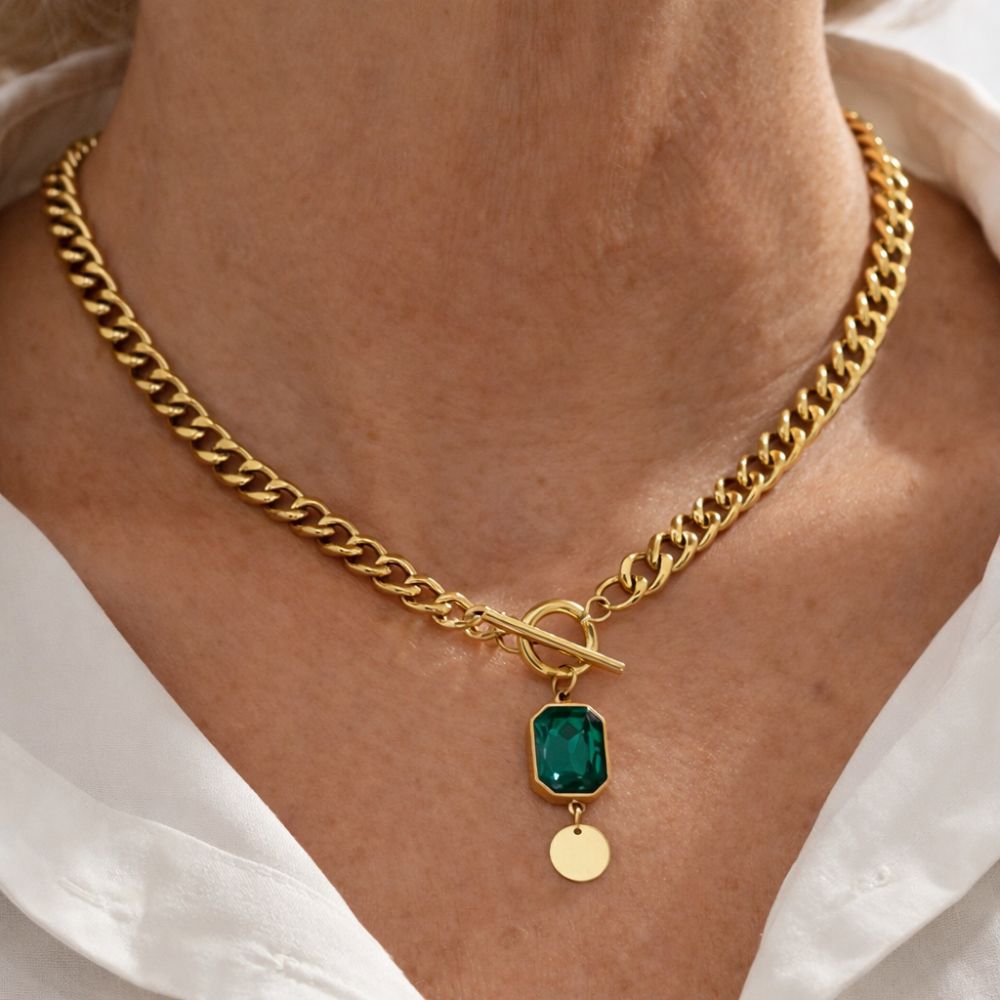 Collier pendentif émeraude