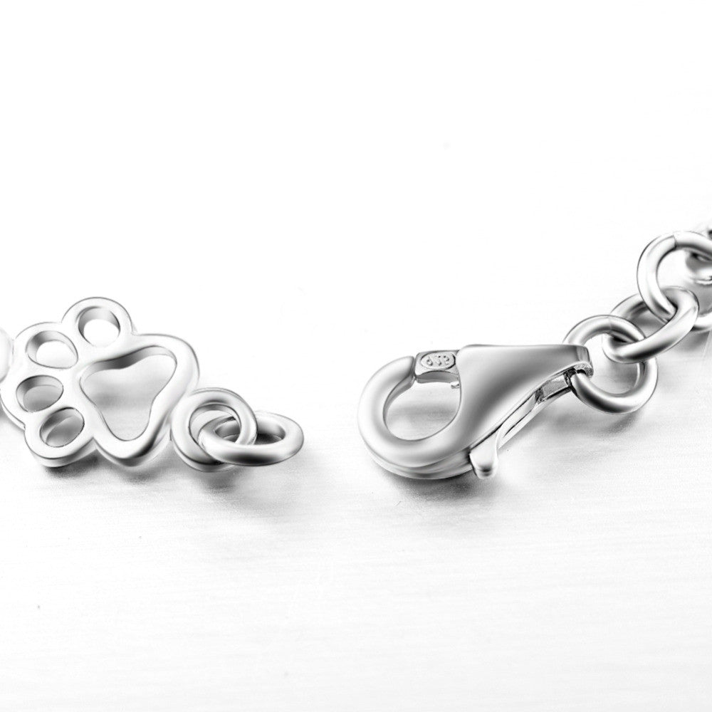 Édition limitée bracelet en argent pur avec pendentif patte de chien et os