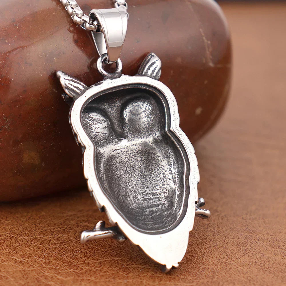 Collier pendentif hibou vintage sagesse