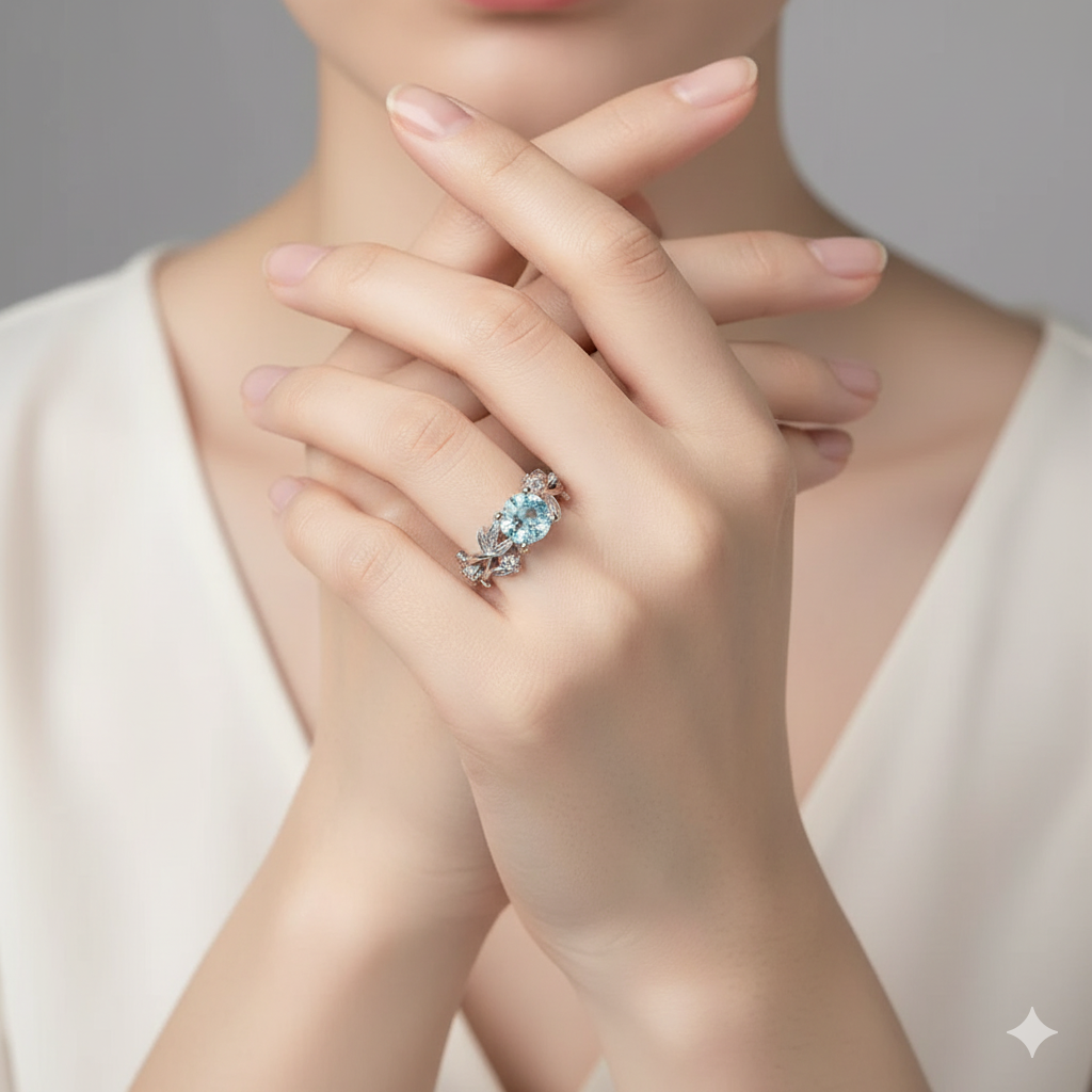 Bague pierre de lune en acier inoxydable argenté