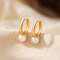 Boucles d'Oreilles Créoles Perle en Or