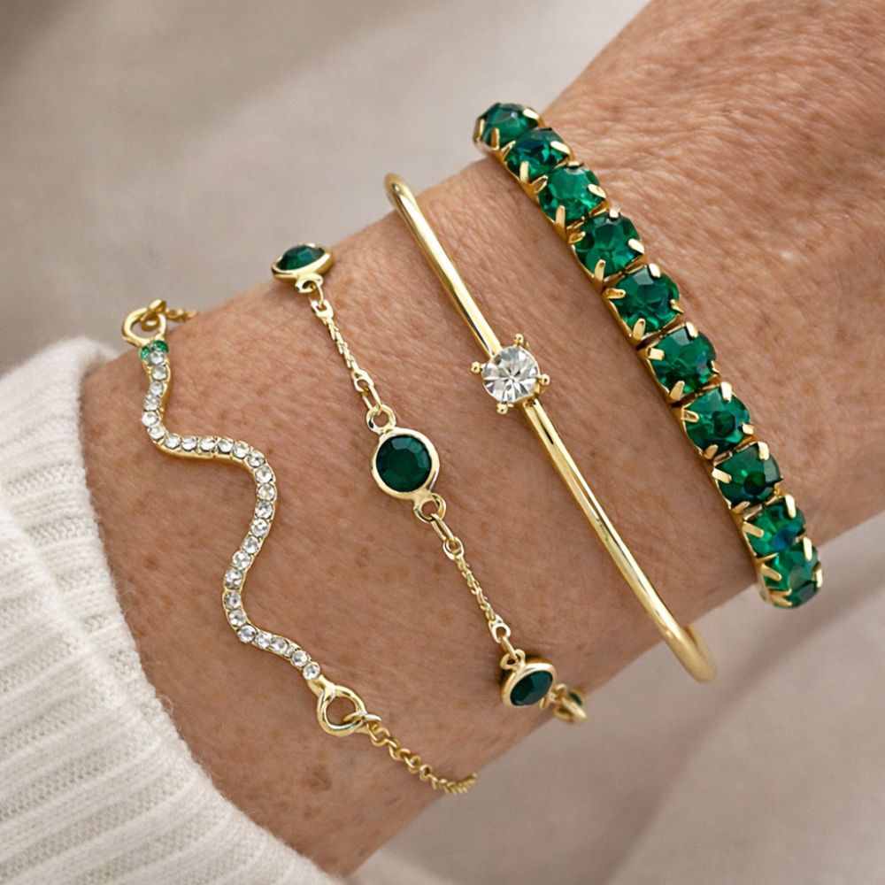 Ensemble de bracelets en jade vert