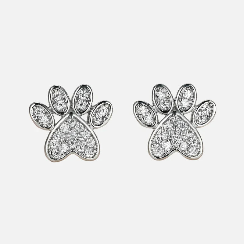 Boutons en forme de patte de zircon blanc – design en forme de cœur