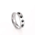 Bague en acier inoxydable avec empreinte de patte faite à la main