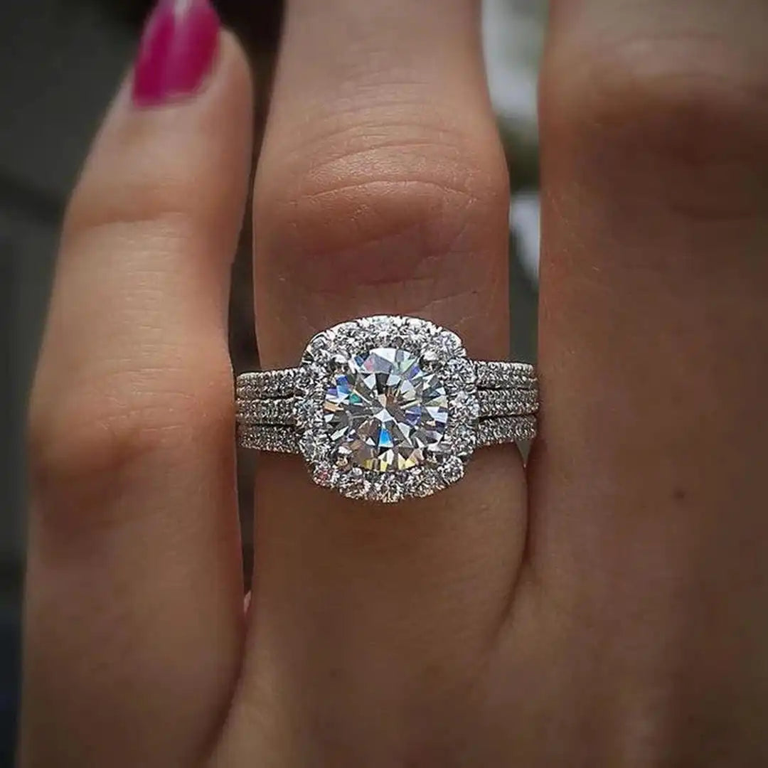 Bague Halo Pavé Éblouissante
