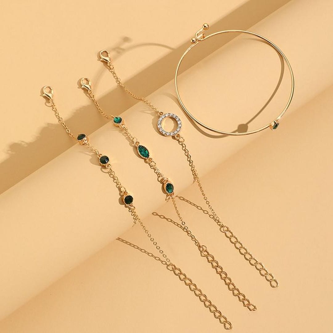 Bracelet en cristal émeraude doré