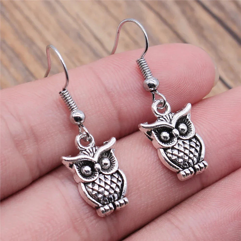 Boucles d'oreilles pendantes bohèmes vintage en forme de hibou