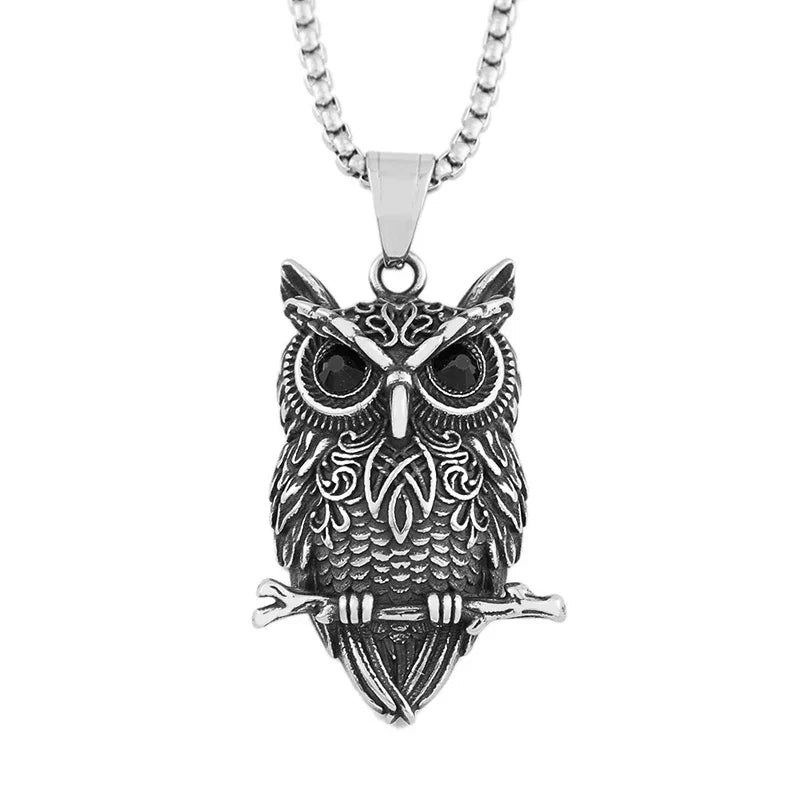Collier pendentif hibou vintage sagesse