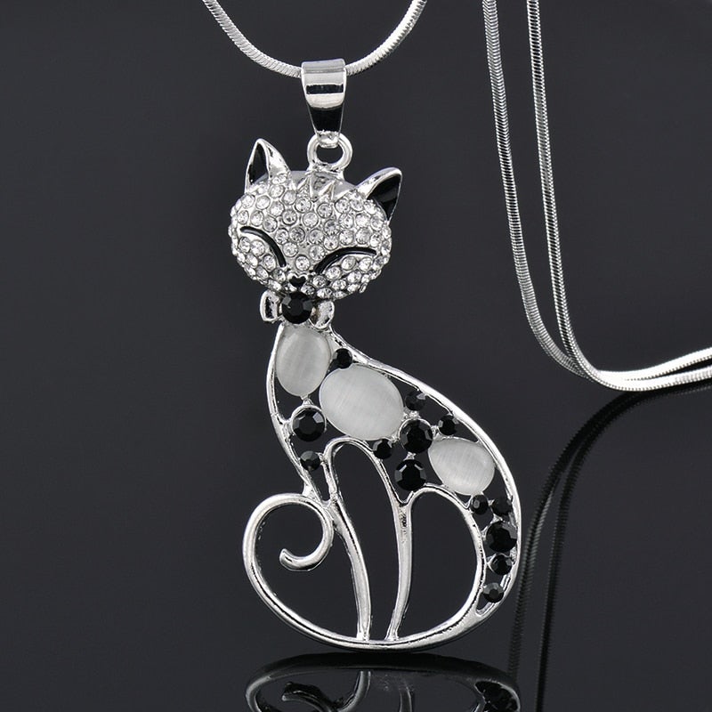 Collier Chats en Amour en argent sterling et zirconium
