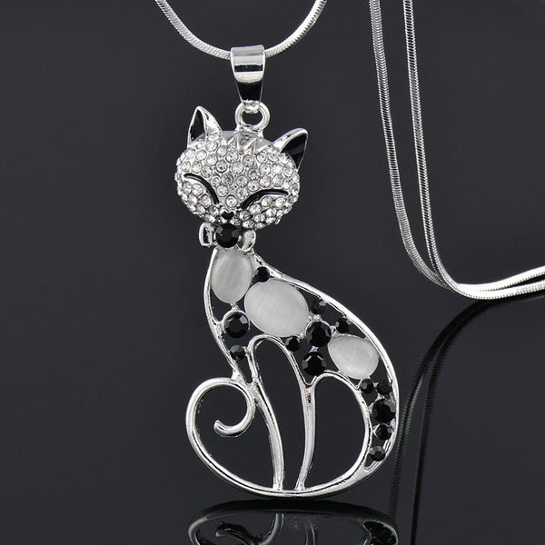 Collier Chats en Amour en argent sterling et zirconium
