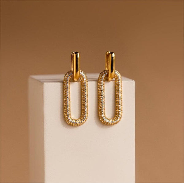 Boucles d'oreilles géométriques rétro en strass