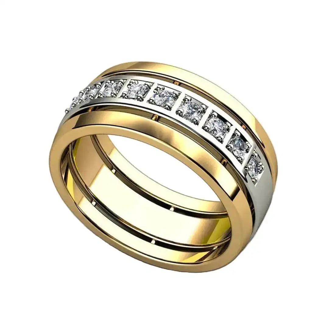 Bague en Cubic Zirconia Bicolore Dorée