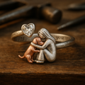 Bague pour chien en argent sterling 925 faite à la main avec un zircon en forme de cœur et une taille ajustable