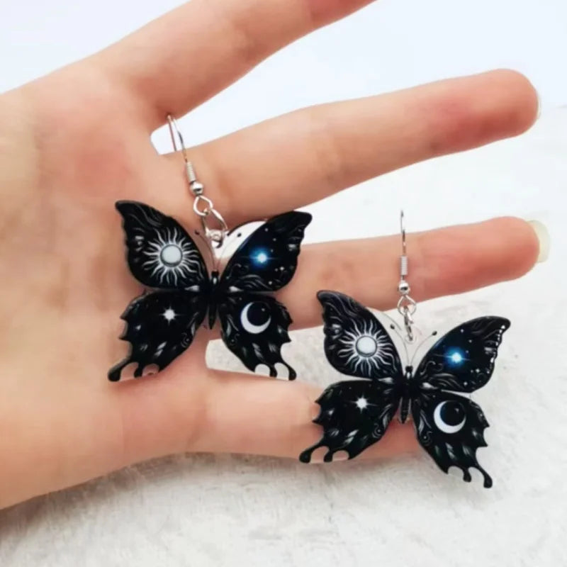 Boucles d'oreilles papillon soleil lune