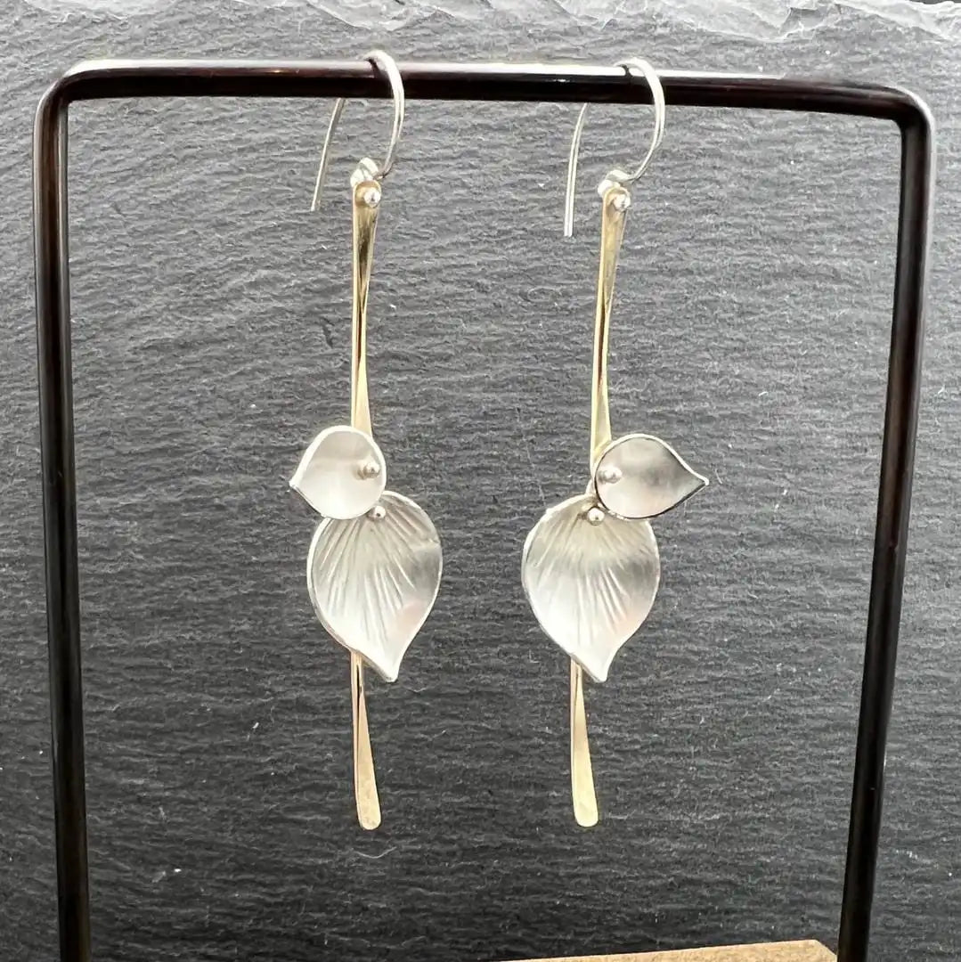 Boucles d'oreilles vintage Feuille Argentée