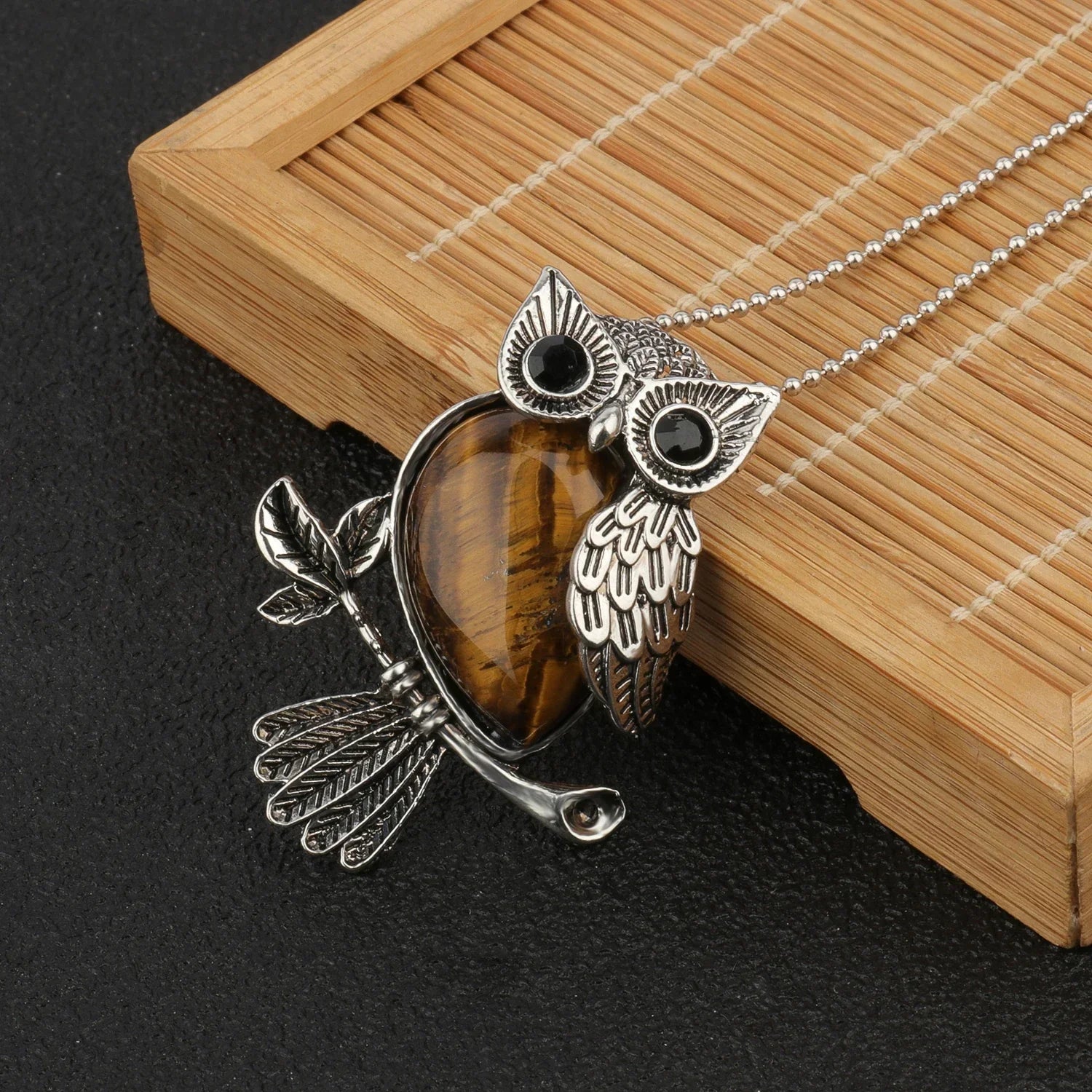 Collier pendentif hibou en cristal de sagesse