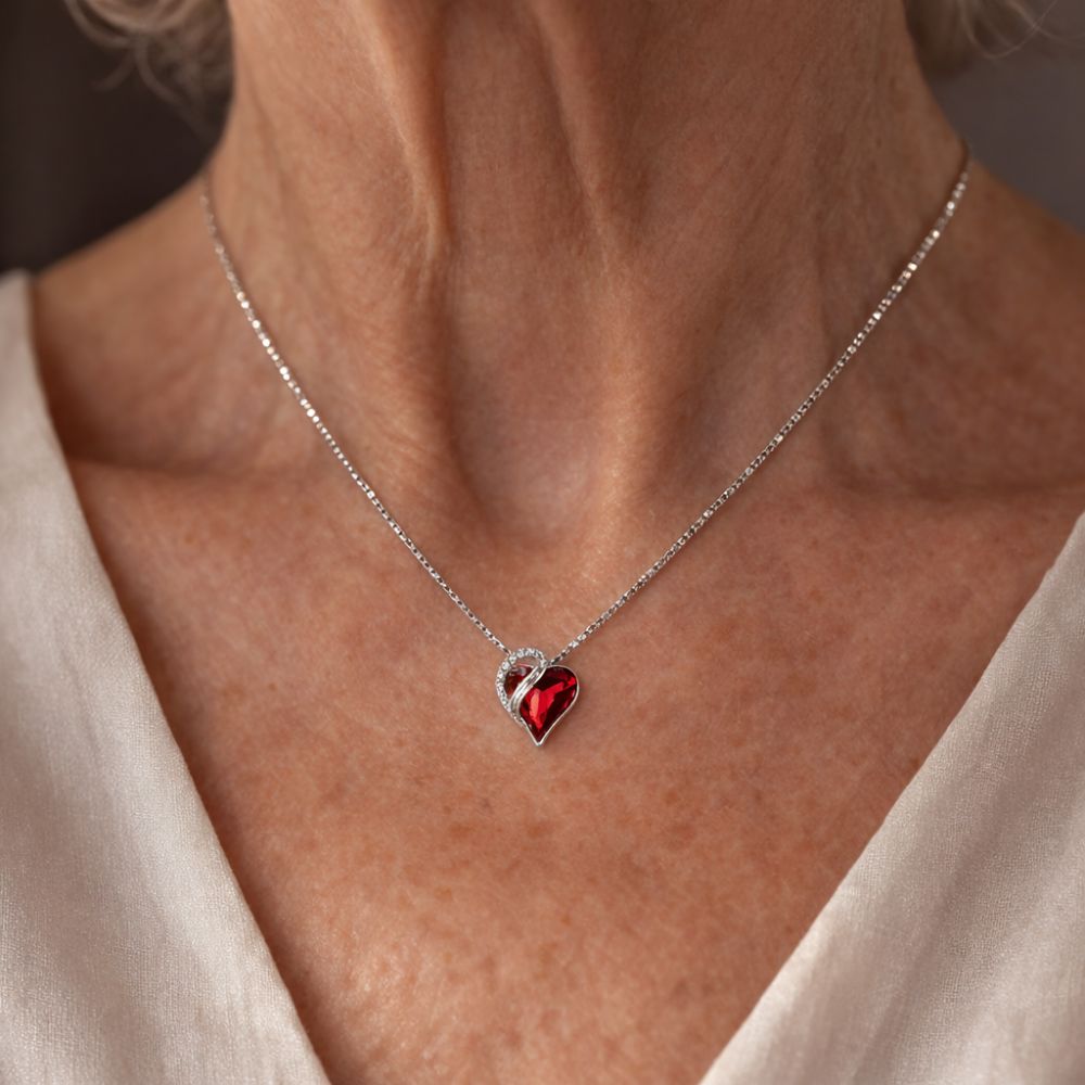 Collier rubis cœur infini