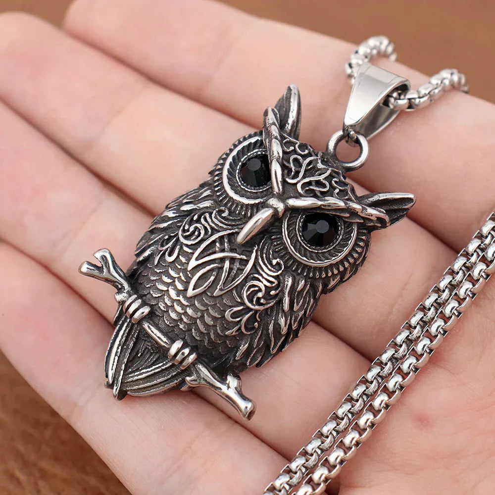 Collier pendentif hibou vintage sagesse