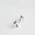 Boucles d'oreilles en forme de chat argenté