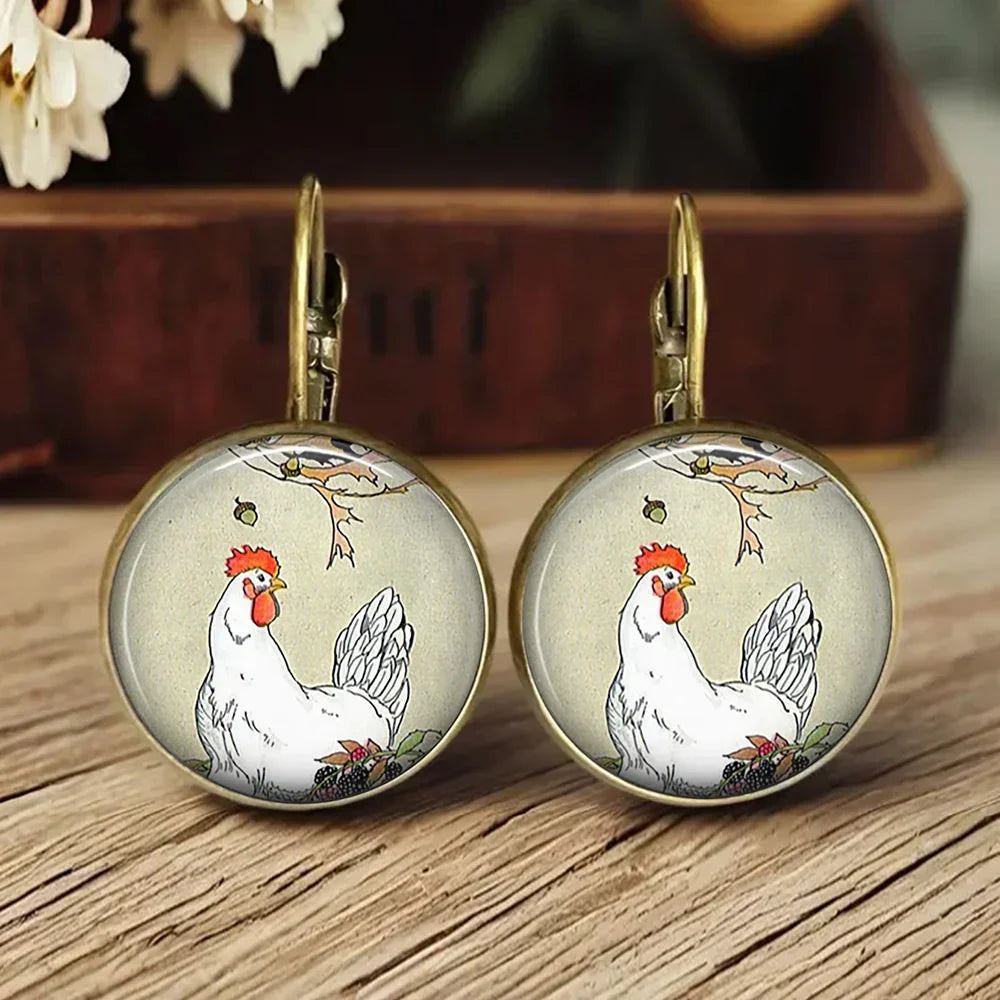 Boucles d'oreilles en verre en forme d'animaux ludiques