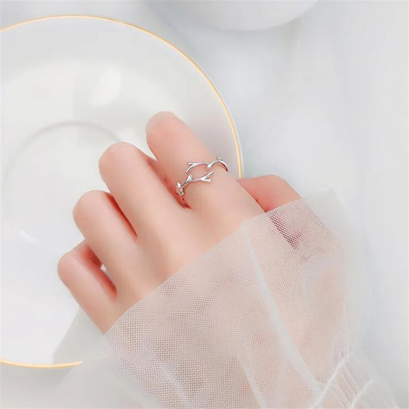 Bague en argent sterling avec branche