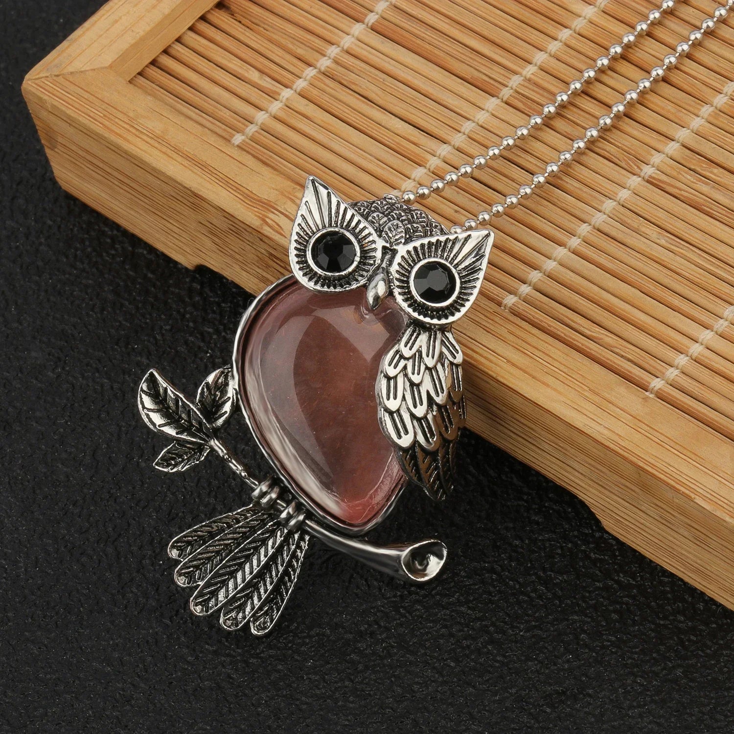 Collier pendentif hibou en cristal de sagesse