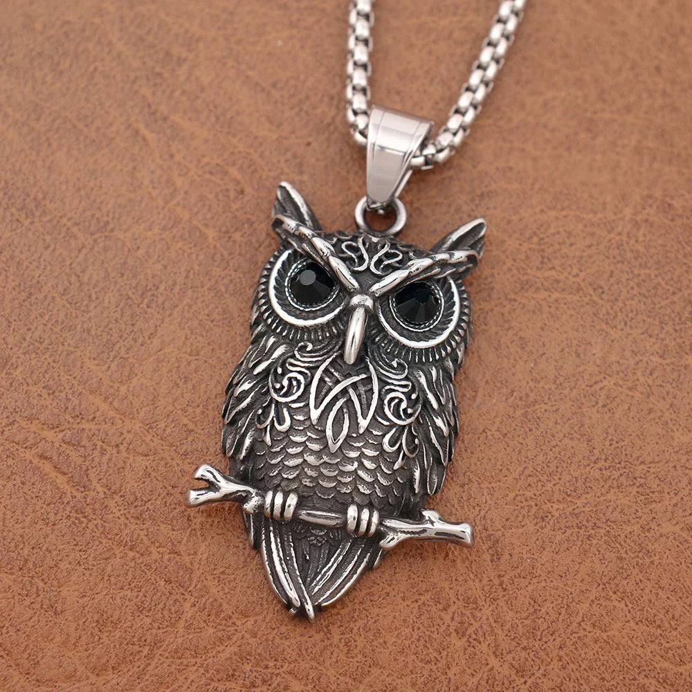 Collier pendentif hibou vintage sagesse