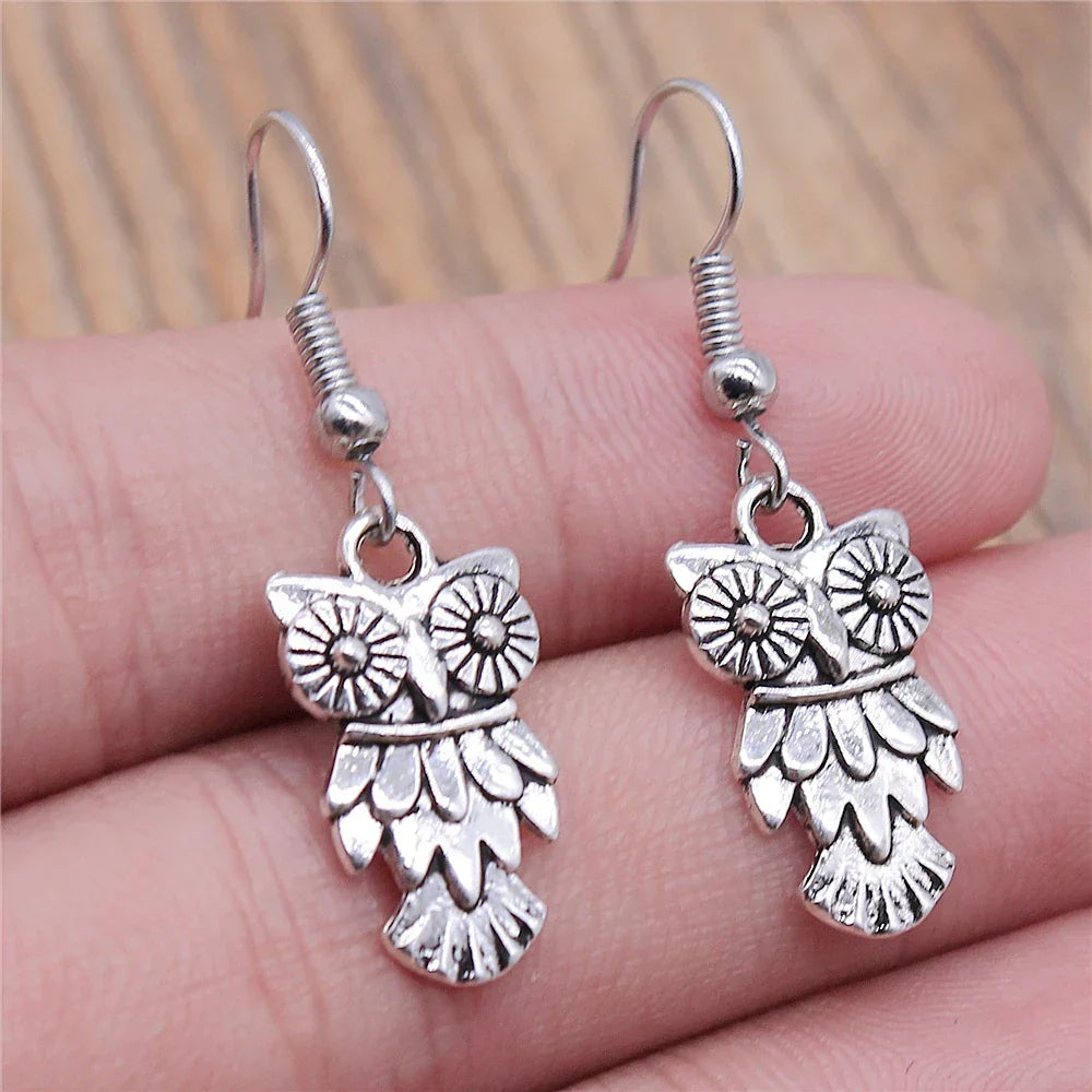 Boucles d'oreilles pendantes bohèmes vintage en forme de hibou