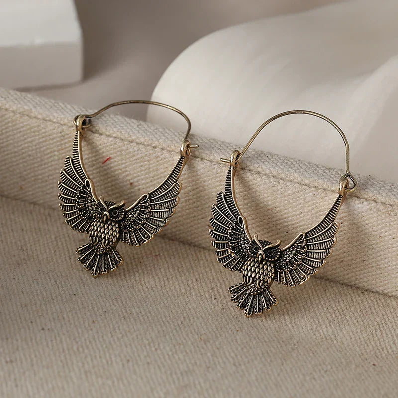 Boucles d'oreilles vintage boho en forme de hibou