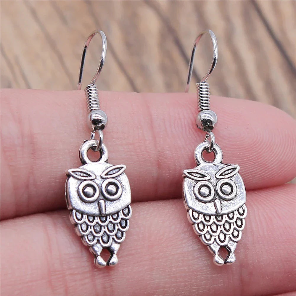 Boucles d'oreilles pendantes bohèmes vintage en forme de hibou