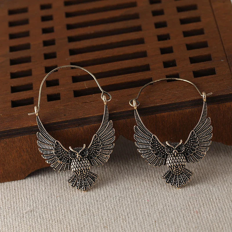 Boucles d'oreilles vintage boho en forme de hibou