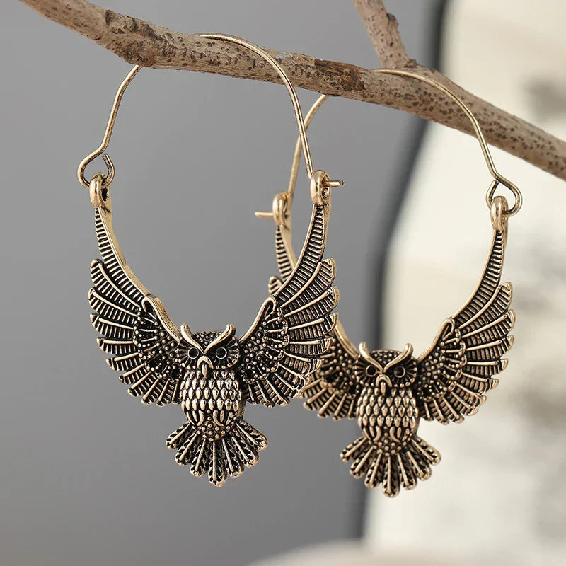 Boucles d'oreilles vintage boho en forme de hibou
