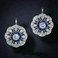 Boucles d'oreilles Mandala en cristal bleu vintage