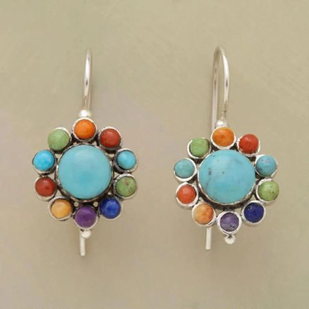 Boucles d'oreilles en anneau vintage Iris turquoise