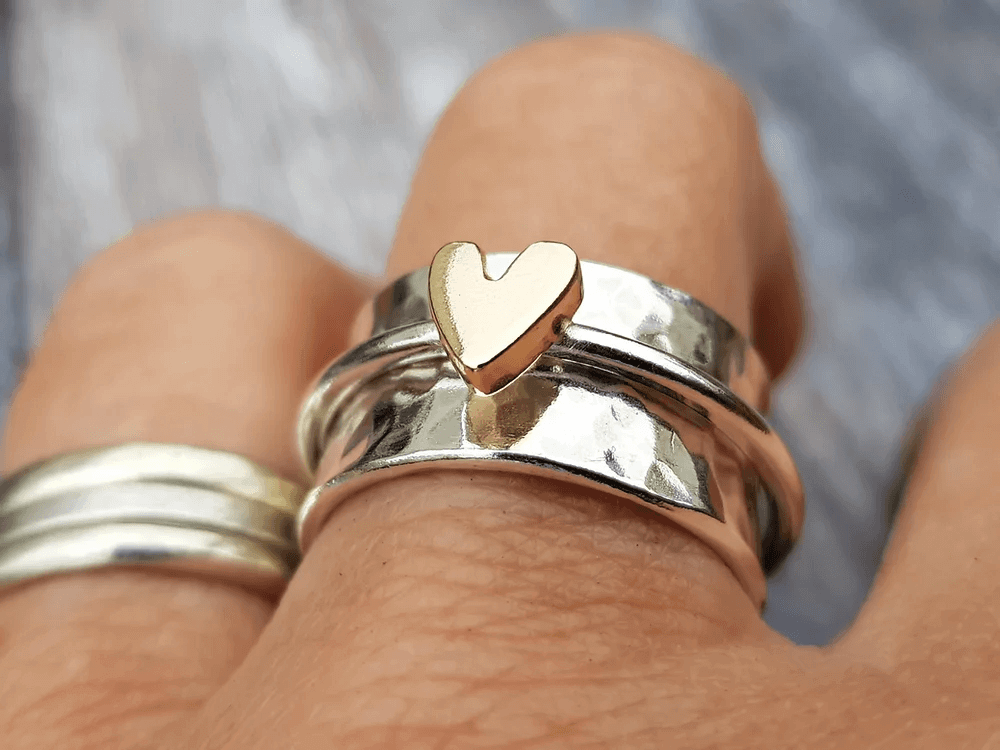 Mely | Bague argentée cœur doré