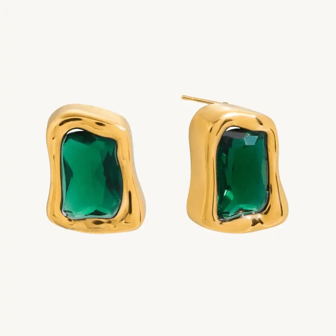 Boucles d'oreilles carrées en zircon doré intemporelles