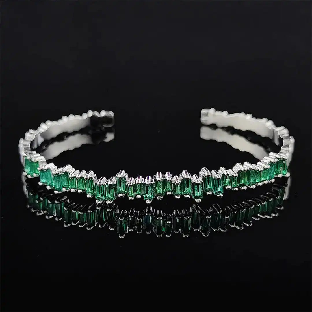 Bracelet Bangle Zigzag Émeraude Moderne
