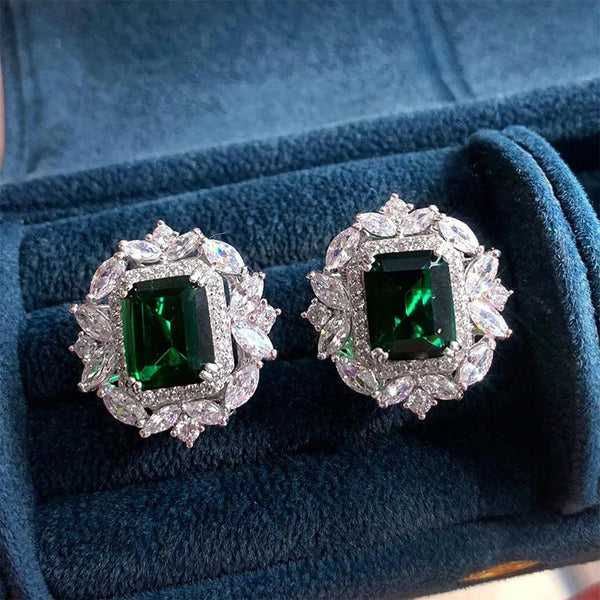 Boucles d'oreilles en argent cristal émeraude